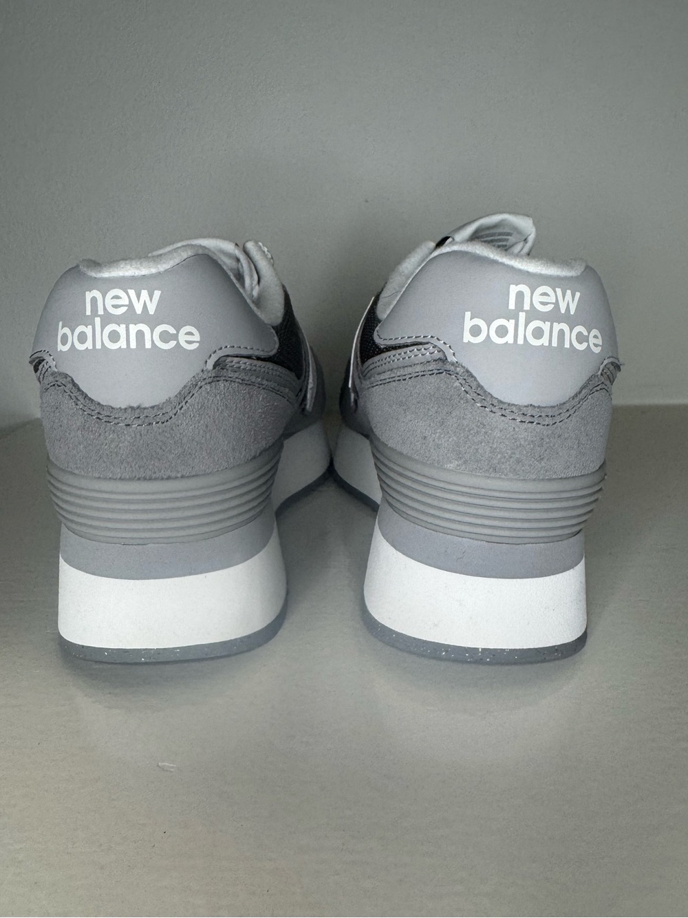 New Balance White and Light Gray Women's Sneakers - Picture 3 of 5